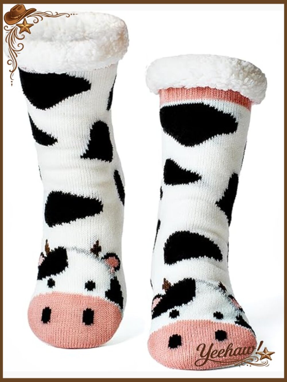 Women's Fuzzy Slipper Socks with Grips & Sherpa Lining